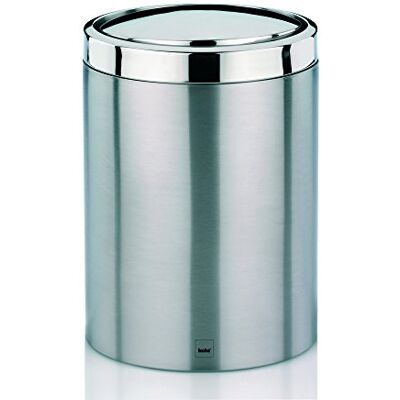 kela Cestino per cosmetici 7 l, Cestino per il bagno con coperchio a ribalta, Cestino per il bagno in acciaio inox ARI, argento opaco kela Cestino per cosmetici 7 l, Cestino per il bagno con coperchio a ribalta, Cestino per il bagno in acciaio inox ARI, argento opaco