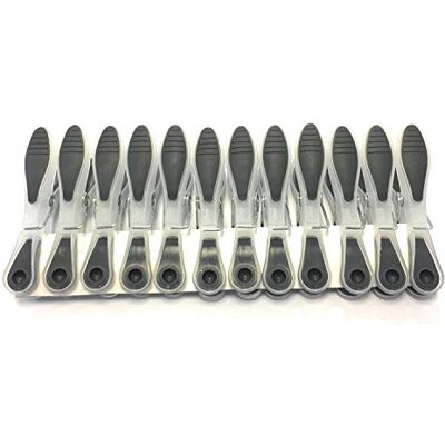 MSV Set di 12 mollette da bucato Bimateriale Grigio MSV Set di 12 mollette da bucato Bimateriale Grigio