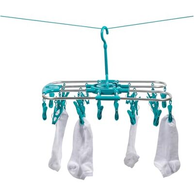 Beldray Stendibiancheria 2 in 1 – Rastrelliera per Asciugare i Vestiti, 20 Pinze di Fissaggio, Per Piccoli Indumenti, Intimo e Calzini, Interno/Esterno, Da Attaccare agli Stenditoi Rotanti, Grigio/Blu Beldray Stendibiancheria 2 in 1 – Rastrelliera per Asciugare i Vestiti, 20 Pinze di Fissaggio, Per Piccoli Indumenti, Intimo e Calzini, Interno/Esterno, Da Attaccare agli Stenditoi Rotanti, Grigio/Blu
