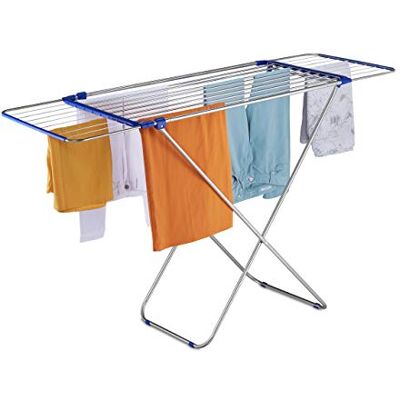 Relaxdays Stendibiancheria Allungabile, Pieghevole, Acciaio, Filo Stendi Biancheria 13,6 m,Stendino 97x176x55 cm,Argento Relaxdays Stendibiancheria Allungabile, Pieghevole, Acciaio, Filo Stendi Biancheria 13,6 m,Stendino 97x176x55 cm,Argento