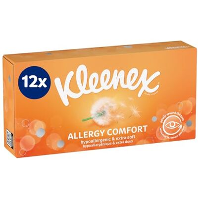 KLEENEX Comfort Allergie Fazzoletti - 12 Scatole, ipoallergenici KLEENEX Comfort Allergie Fazzoletti - 12 Scatole, ipoallergenici