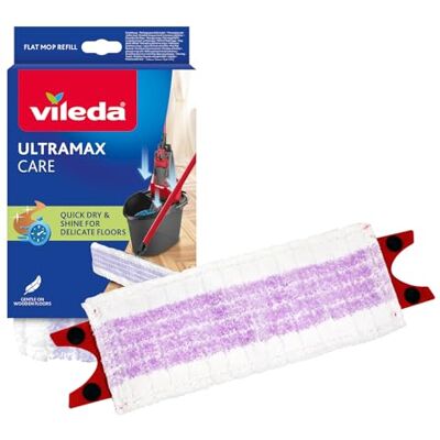 Vileda Ricarica Ultramax Care, Confezione da 1, per pavimenti delicati, in microfibra, 100% riciclata, pulizia delicata dei pavimenti in parquet Vileda Ricarica Ultramax Care, Confezione da 1, per pavimenti delicati, in microfibra, 100% riciclata, pulizia delicata dei pavimenti in parquet