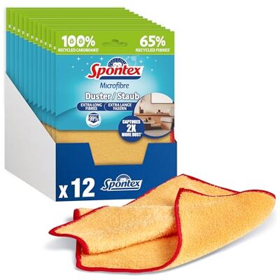 Spontex Microfibre 12 panni in microfibra con fibre riciclate, riutilizzabili, 12 x 1 pezzo, colore: Giallo Spontex Microfibre 12 panni in microfibra con fibre riciclate, riutilizzabili, 12 x 1 pezzo, colore: Giallo