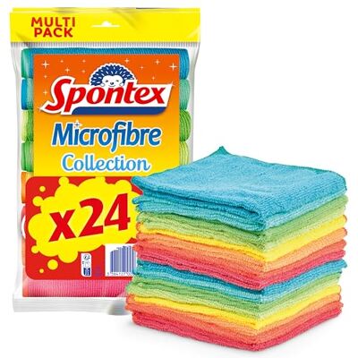 Spontex Set di 24 panni in microfibra collezione Lavette multiuso Elimina il 99% dei batteri 30 x 30 cm Spontex Set di 24 panni in microfibra collezione Lavette multiuso Elimina il 99% dei batteri 30 x 30 cm