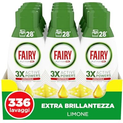 Fairy Platinum Detersivo Lavastoviglie Liquido, Gel Lavastoviglie, 336 Lavaggi, Confezione Da 12 Bottiglie, Extra Brillantezza, Profumo Di Limone Fairy Platinum Detersivo Lavastoviglie Liquido, Gel Lavastoviglie, 336 Lavaggi, Confezione Da 12 Bottiglie, Extra Brillantezza, Profumo Di Limone