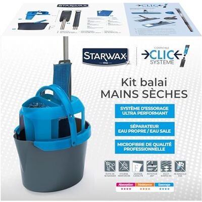 STARWAX Kit straccio e secchio strizzatore Pulisce i pavimenti senza sforzo, secchio separatore acqua sporca/pulita, con microfibre spazzolone STARWAX Kit straccio e secchio strizzatore Pulisce i pavimenti senza sforzo, secchio separatore acqua sporca/pulita, con microfibre spazzolone