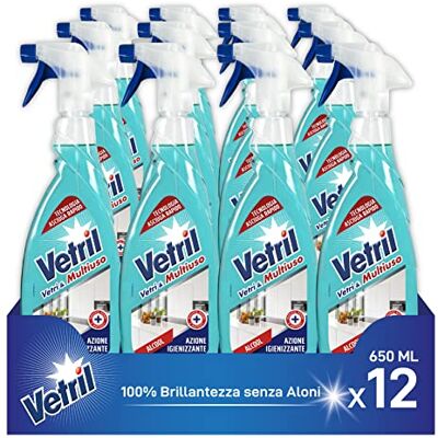 Vetril Spray Igienizzante Vetri e Superfici, rimuove i Cattivi Odori, Tecnologia asciuga rapido, in Ecoflacone, 650 ml x 12 pezzi Vetril Spray Igienizzante Vetri e Superfici, rimuove i Cattivi Odori, Tecnologia asciuga rapido, in Ecoflacone, 650 ml x 12 pezzi