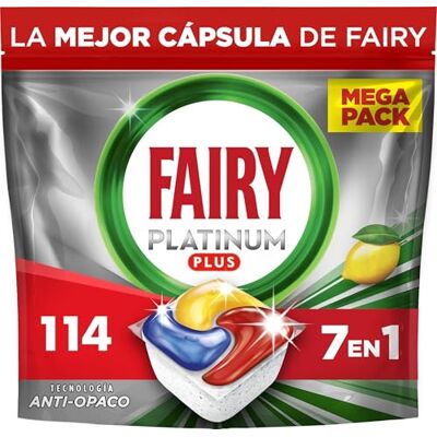 Fairy Platinum Plus Pastiglie Lavastoviglie Tutto in Uno, 114 Caps, Limone Fairy Platinum Plus Pastiglie Lavastoviglie Tutto in Uno, 114 Caps, Limone