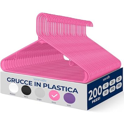 SereneLife Set da 200 Grucce Appendiabiti in Plastica, Stampelle Armadio Antiscivolo, Resistenti per Camicie, Maglioni, Felpe, Abbigliamento per Bambini e Abiti, Appendiabiti Ultra-Sottili, Leggere SereneLife Set da 200 Grucce Appendiabiti in Plastica, Stampelle Armadio Antiscivolo, Resistenti per Camicie, Maglioni, Felpe, Abbigliamento per Bambini e Abiti, Appendiabiti Ultra-Sottili, Leggere