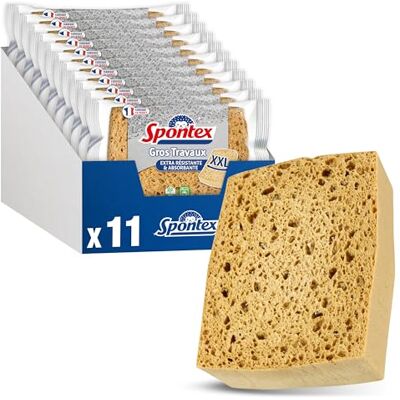 Spontex Spugna grande lavoro 11 spugne vegetali bionde taglia XXL con fibre di rinforzo ideale per la pulizia Spontex Spugna grande lavoro 11 spugne vegetali bionde taglia XXL con fibre di rinforzo ideale per la pulizia
