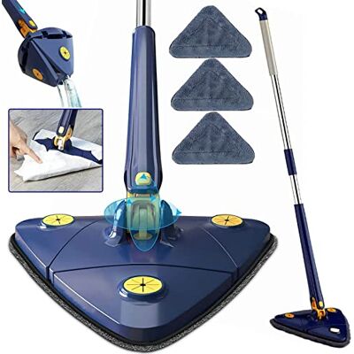 CraftinAround Mocio triangolare estensibile girevole a 360°, regolabile, con manico lungo, ad asciugatura rapida, multifunzione, in microfibra, per pavimenti e pareti, con 3 cuscinetti di ricambio CraftinAround Mocio triangolare estensibile girevole a 360°, regolabile, con manico lungo, ad asciugatura rapida, multifunzione, in microfibra, per pavimenti e pareti, con 3 cuscinetti di ricambio