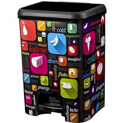Great Plastic Pattumiera a Pedale in plastica, con Decoro, Colore Nero, 26 Litri, Taglia Unica Great Plastic Pattumiera a Pedale in plastica, con Decoro, Colore Nero, 26 Litri, Taglia Unica