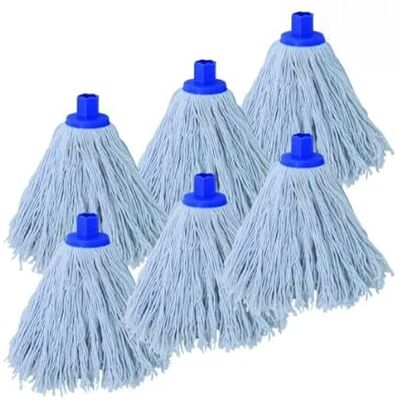 MSV Confezione da 6 Frange di Ricambio per Mop in Cotone Bianco da 250gr Punta Esagonale MSV Confezione da 6 Frange di Ricambio per Mop in Cotone Bianco da 250gr Punta Esagonale