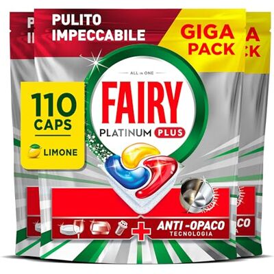 Fairy Pastiglie Per Lavastoviglie Platinum Plus Tutto In Uno Limone, 110 Capsule (5 x 22), La Migliore Pulizia Come Nuovo, Rimuove L’opacità E Previene Il Calcare Fairy Pastiglie Per Lavastoviglie Platinum Plus Tutto In Uno Limone, 110 Capsule (5 x 22), La Migliore Pulizia Come Nuovo, Rimuove L’opacità E Previene Il Calcare