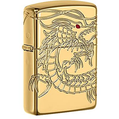 Zippo 16400 Accendino, cromato, Cromo, Armor High polish Gold Plate with Epoxy Inlay (Dragon Multi Cut ), 6.0 x 4.0 x 2.0 cm Zippo 16400 Accendino, cromato, Cromo, Armor High polish Gold Plate with Epoxy Inlay (Dragon Multi Cut ), 6.0 x 4.0 x 2.0 cm