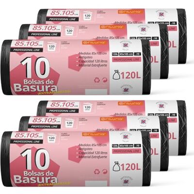 OFITURIA Sacchetti della spazzatura, sacchetti della spazzatura da 120 l, resistenti, adatti per bidoni della spazzatura da 120 l, antigoccia, sacchetti grandi in plastica, adatti per tutti i tipi di rifiuti, OFITURIA Sacchetti della spazzatura, sacchetti della spazzatura da 120 l, resistenti, adatti per bidoni della spazzatura da 120 l, antigoccia, sacchetti grandi in plastica, adatti per tutti i tipi di rifiuti,