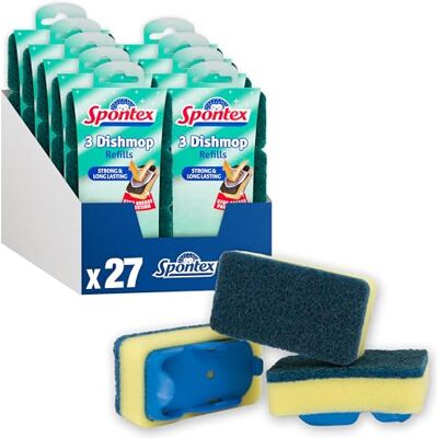Spontex Ricariche per lavapiatti, resistenti testine di ricambio in spugna per lavare la spazzola, spugna abrasiva per una pulizia efficiente, 27 pezzi Spontex Ricariche per lavapiatti, resistenti testine di ricambio in spugna per lavare la spazzola, spugna abrasiva per una pulizia efficiente, 27 pezzi