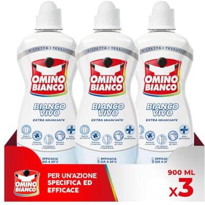 Omino Bianco Additivo Lavatrice Bianco Vivo in Gel per Bucato, 900 ml x 3 Ravviva il bianco e contrasta grigiore e ingiallimento, azione sbiancante, specifico per i tessuti bianchi Omino Bianco Additivo Lavatrice Bianco Vivo in Gel per Bucato, 900 ml x 3 Ravviva il bianco e contrasta grigiore e ingiallimento, azione sbiancante, specifico per i tessuti bianchi