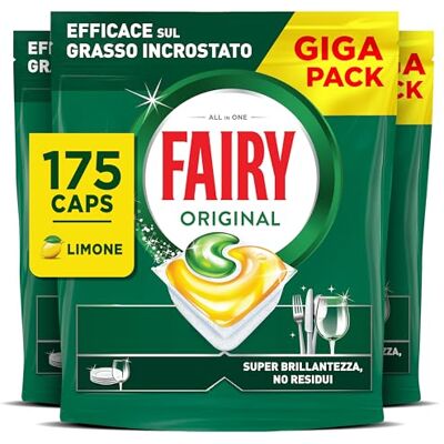 Fairy Original Detersivo Pastiglie Lavastoviglie Brillantante, 175 Capsule Lavastoviglie, Original Limone, Azione Pulente Al Primo Lavaggio, Efficace Sul Grasso Incrostato Con Azione Brillante Fairy Original Detersivo Pastiglie Lavastoviglie Brillantante, 175 Capsule Lavastoviglie, Original Limone, Azione Pulente Al Primo Lavaggio, Efficace Sul Grasso Incrostato Con Azione Brillante