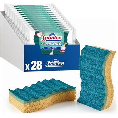 Spontex Spugna Gratt & Flex 28 spugne non graffianti (14 confezioni da 2) Ultra Flessibile Ultra efficace senza sforzo Made in France Spontex Spugna Gratt & Flex 28 spugne non graffianti (14 confezioni da 2) Ultra Flessibile Ultra efficace senza sforzo Made in France