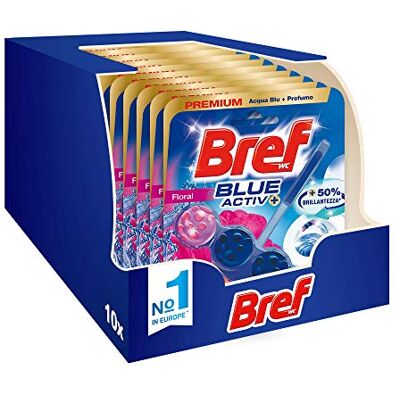 Bref Wc Blue Activ+ Floral, Detergente Profumatore Wc In Pastiglie Igienizzante Bagno, Pulito, Fresco, Confezione Risparmio 10 Pezzi 500 g Bref Wc Blue Activ+ Floral, Detergente Profumatore Wc In Pastiglie Igienizzante Bagno, Pulito, Fresco, Confezione Risparmio 10 Pezzi 500 g