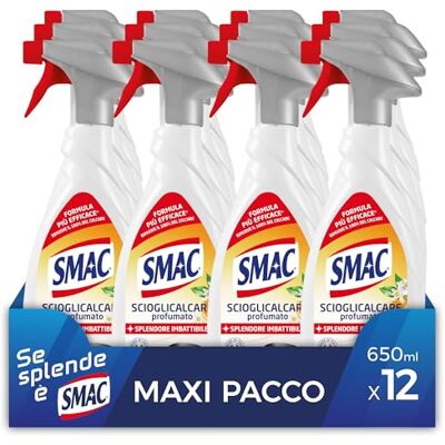 Smac Sgrassatore Scioglicalcare Profumato, Detergente Spray Multisuperficie con Azione Anticalcare, Splendore Imbattibile, 650 ml x 12 Pezzi Smac Sgrassatore Scioglicalcare Profumato, Detergente Spray Multisuperficie con Azione Anticalcare, Splendore Imbattibile, 650 ml x 12 Pezzi