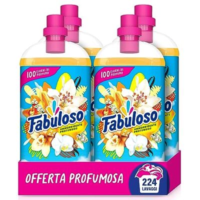 Fabuloso Ammorbidente Concentrato Profumato Vaniglia & Orchidea 4x1,25L Fragranza che Dura per Settimane* Fragranza Attivata dal Movimento Rende i Capi Più Facili da Stirare** 224 Lavaggi Fabuloso Ammorbidente Concentrato Profumato Vaniglia & Orchidea 4x1,25L Fragranza che Dura per Settimane* Fragranza Attivata dal Movimento Rende i Capi Più Facili da Stirare** 224 Lavaggi