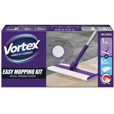 Vortex Set di mocio e salviette asciutte / per pavimenti / usa e getta / rimuove sporco, polvere e detriti / per pulire a secco / per la pulizia quotidiana / 1 mocio + 5 panni asciutti per confezione Vortex Set di mocio e salviette asciutte / per pavimenti / usa e getta / rimuove sporco, polvere e detriti / per pulire a secco / per la pulizia quotidiana / 1 mocio + 5 panni asciutti per confezione