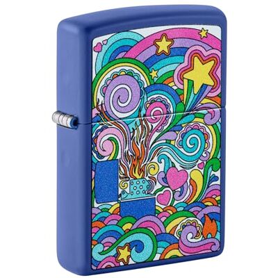 Zippo Accendino antivento astratto blu reale opaco, stampa a colori, ricaricabile, riutilizzabile, design antivento, confezione regalo, made in USA Zippo Accendino antivento astratto blu reale opaco, stampa a colori, ricaricabile, riutilizzabile, design antivento, confezione regalo, made in USA