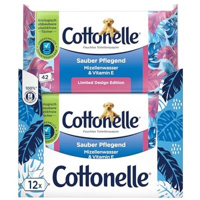 Cottonelle Carta igienica umida, pulita – Acqua micellare e profumo di cotone, biodegradabile, senza plastica, richiudibile, confezione conveniente, 12 x 42 salviettine umidificate Cottonelle Carta igienica umida, pulita – Acqua micellare e profumo di cotone, biodegradabile, senza plastica, richiudibile, confezione conveniente, 12 x 42 salviettine umidificate