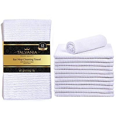 Talvania Asciugamani per mocio da bar, 40,6 x 48,3 cm, confezione da 12, panni per la pulizia in 100% cotone a coste, super assorbente, multiuso per bar, negozi, casa, ristorante, uso commerciale Talvania Asciugamani per mocio da bar, 40,6 x 48,3 cm, confezione da 12, panni per la pulizia in 100% cotone a coste, super assorbente, multiuso per bar, negozi, casa, ristorante, uso commerciale