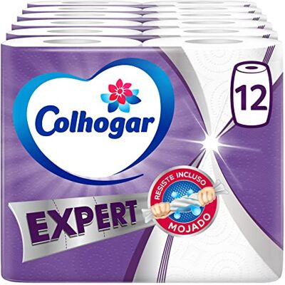 Colhogar Expert 6 x 2, carta da cucina, rotoli di carta da cucina versatile e resistente, confezione da 12 rotoli, bianco Colhogar Expert 6 x 2, carta da cucina, rotoli di carta da cucina versatile e resistente, confezione da 12 rotoli, bianco