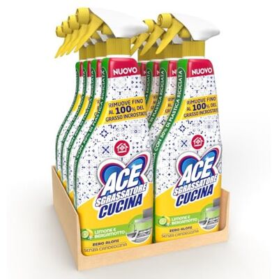 ACE Spray Sgrassatore Universale Cucina Rimuove Grasso Ostinato e Sporco, Facile da Risciacquare, Profumo Fresco per Superfici Pulite e Senza Aloni, 8 spray da 600mL ACE Spray Sgrassatore Universale Cucina Rimuove Grasso Ostinato e Sporco, Facile da Risciacquare, Profumo Fresco per Superfici Pulite e Senza Aloni, 8 spray da 600mL