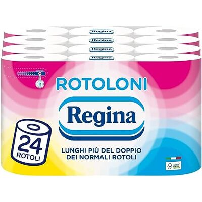 Regina Rotoloni, 24 Maxi Rotoli di Carta Igienica a 2 Veli Regina Rotoloni, 24 Maxi Rotoli di Carta Igienica a 2 Veli