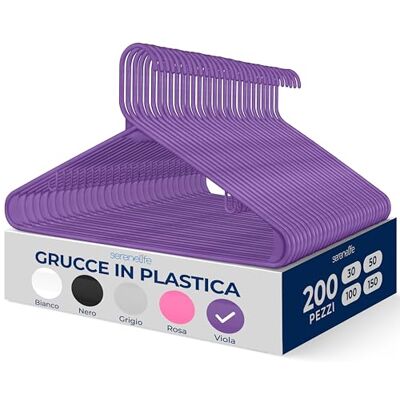 SereneLife Set da 200 Grucce Appendiabiti in Plastica, Stampelle Armadio Antiscivolo, Resistenti per Camicie, Maglioni, Felpe, Abbigliamento per Bambini e Abiti, Appendiabiti Ultra-Sottili, Leggere SereneLife Set da 200 Grucce Appendiabiti in Plastica, Stampelle Armadio Antiscivolo, Resistenti per Camicie, Maglioni, Felpe, Abbigliamento per Bambini e Abiti, Appendiabiti Ultra-Sottili, Leggere