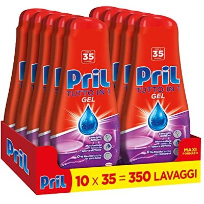 Pril Gel All in One Sciogli Grasso Detersivo Lavastoviglie Liquido Multi-Azione Sporco Difficile 10 Confezioni da 35 Lavaggi (350 lavaggi) Pril Gel All in One Sciogli Grasso Detersivo Lavastoviglie Liquido Multi-Azione Sporco Difficile 10 Confezioni da 35 Lavaggi (350 lavaggi)
