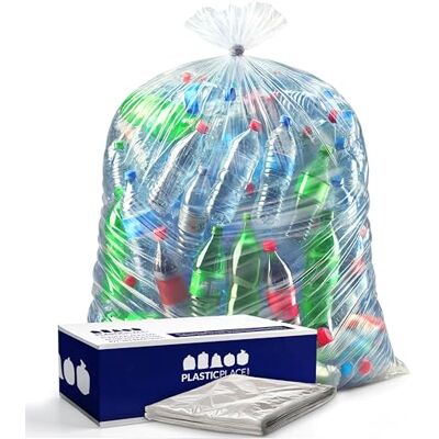 Plasticplace W55LDC2 Sacchetti per la spazzatura da 55-60 galloni │ 2 Mil │ Fodere trasparenti resistenti per bidoni della spazzatura │ 96,5 cm x 147,3 cm, 1 pezzo (confezione da 50) Plasticplace W55LDC2 Sacchetti per la spazzatura da 55-60 galloni │ 2 Mil │ Fodere trasparenti resistenti per bidoni della spazzatura │ 96,5 cm x 147,3 cm, 1 pezzo (confezione da 50)