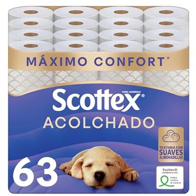 Scottex Imbottitura carta igienica 63 rotoli con 3 strati di comfort e morbidezza Scottex Imbottitura carta igienica 63 rotoli con 3 strati di comfort e morbidezza
