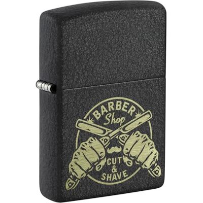 Zippo Accendino antivento con motivo barbiere, nero, con incisione laser, ricaricabile, riutilizzabile, antivento, in confezione regalo, prodotto negli Stati Uniti Zippo Accendino antivento con motivo barbiere, nero, con incisione laser, ricaricabile, riutilizzabile, antivento, in confezione regalo, prodotto negli Stati Uniti