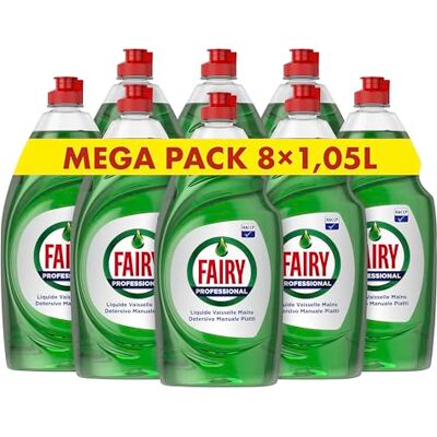 Fairy Professional Original Detersivo Liquido, x8, 1050ML Lava fino a 50.000 Piatti, 100% Efficace sulle Macchie di Grasso Trovate nelle Cucine Professionali, Conforme HACCP Fairy Professional Original Detersivo Liquido, x8, 1050ML Lava fino a 50.000 Piatti, 100% Efficace sulle Macchie di Grasso Trovate nelle Cucine Professionali, Conforme HACCP