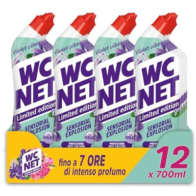 Wc Net Limited Edition Violet Vibes, Detergente Liquido per Sanitari, Essenza Iris Viola e Patchouli, Prevenzione Calcare e Igienizzante per WC, 700 ml x 12 Confezioni Wc Net Limited Edition Violet Vibes, Detergente Liquido per Sanitari, Essenza Iris Viola e Patchouli, Prevenzione Calcare e Igienizzante per WC, 700 ml x 12 Confezioni