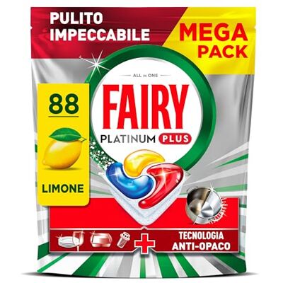 Fairy Platinum Pastiglie Lavastoviglie Plus, 88 Capsule, Limone. Fairy Platinum Pastiglie Lavastoviglie Plus, 88 Capsule, Limone.