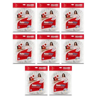 SUPERFIVE , RotoMop Refill, Ricambio Mop in Microfibra per RotoMop, Mocio con Frange, 8 Pezzi SUPERFIVE , RotoMop Refill, Ricambio Mop in Microfibra per RotoMop, Mocio con Frange, 8 Pezzi