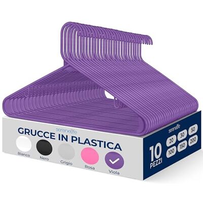 SereneLife Set da 10 Grucce Appendiabiti in Plastica, Stampelle Armadio Antiscivolo, Resistenti per Camicie, Maglioni, Felpe, Abbigliamento per Bambini e Abiti, Appendiabiti Ultra-Sottili, Leggere SereneLife Set da 10 Grucce Appendiabiti in Plastica, Stampelle Armadio Antiscivolo, Resistenti per Camicie, Maglioni, Felpe, Abbigliamento per Bambini e Abiti, Appendiabiti Ultra-Sottili, Leggere