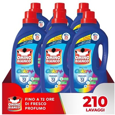 Omino Bianco Detersivo Lavatrice Liquido Color+, 210 Lavaggi, 1400 ml x 6 Omino Bianco Detersivo Lavatrice Liquido Color+, 210 Lavaggi, 1400 ml x 6