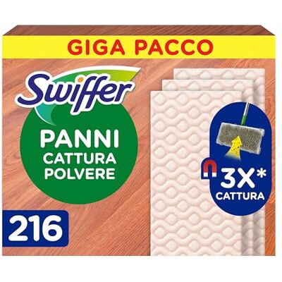 Swiffer Dry, Ricariche Microfibra Catturapolvere, 216 Panni, Giga Pack Swiffer Dry, Ricariche Microfibra Catturapolvere, 216 Panni, Giga Pack