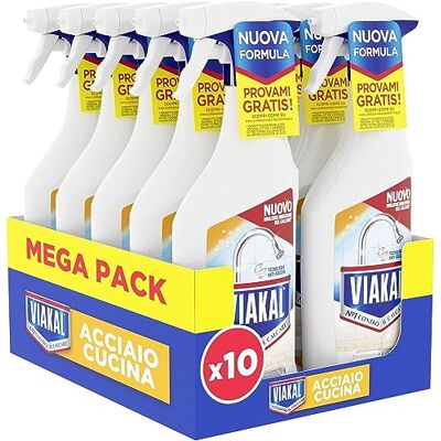 VIAKAL Acciao Cucina, La potenza Dell’Aceto Per Rimuovere Fino Al 100% Di Calcare Con La Tecnologia Anti-Goccia, Pack of 10 VIAKAL Acciao Cucina, La potenza Dell’Aceto Per Rimuovere Fino Al 100% Di Calcare Con La Tecnologia Anti-Goccia, Pack of 10