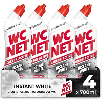 Wc Net – Carbon Active Instant White, Detergente Liquido per WC con Carboni Attivi, Prevenzione del Calcare e Igienizzante per WC, 700ml x 4 Confezioni Wc Net – Carbon Active Instant White, Detergente Liquido per WC con Carboni Attivi, Prevenzione del Calcare e Igienizzante per WC, 700ml x 4 Confezioni