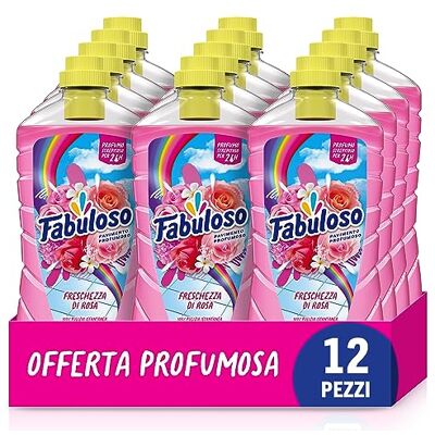 Fabuloso Detersivo Pavimenti Freschezza di Rosa 950ml, Detergente Multiuso, 100% Pulizia, Profumo per 24 ore, Formula Biodegradabile al 98%, 99% Ingredienti di Origine Naturale Fabuloso Detersivo Pavimenti Freschezza di Rosa 950ml, Detergente Multiuso, 100% Pulizia, Profumo per 24 ore, Formula Biodegradabile al 98%, 99% Ingredienti di Origine Naturale
