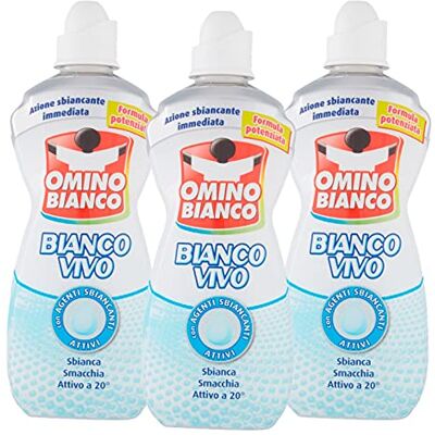 Omino Bianco Additivo Lavatrice Bianco Vivo in Gel per Bucato, Azione Sbiancate, Specifico per i Tessuti Bianchi, 1000 ml x 3 Flaconi Omino Bianco Additivo Lavatrice Bianco Vivo in Gel per Bucato, Azione Sbiancate, Specifico per i Tessuti Bianchi, 1000 ml x 3 Flaconi